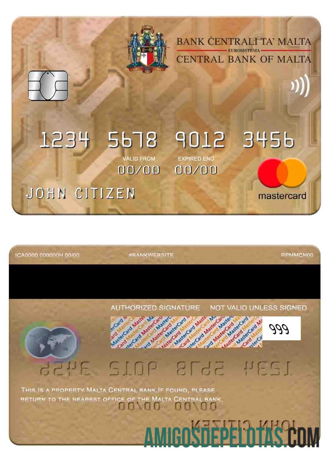 Malta Central Bank Mastercard sample
